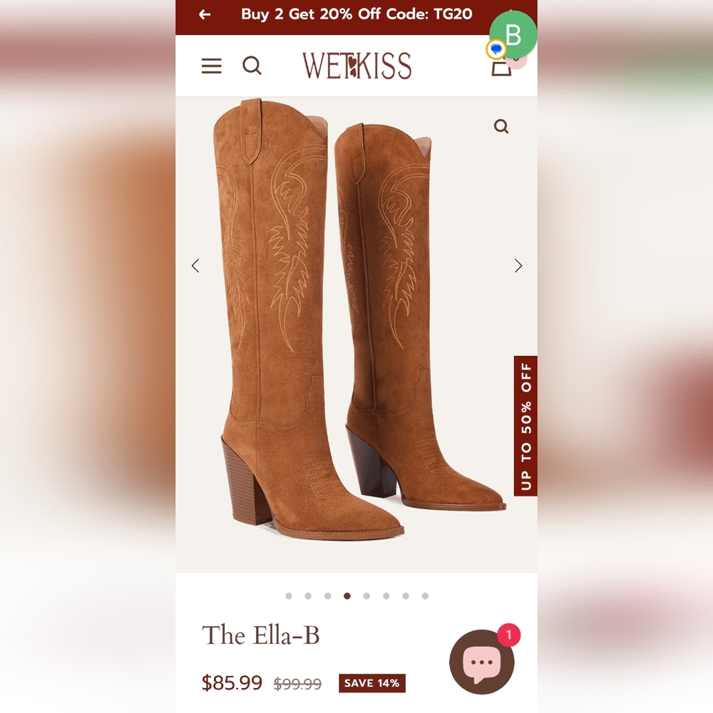 Pair Of ISNOM Ella-B Brown Western Cowgirl Boots Embroiled. Size 9.5